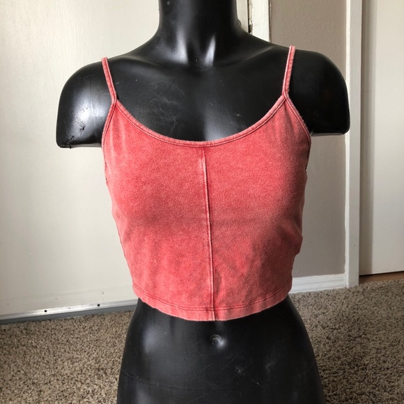 Red Rust Distressed Crop Top - Picture 1 of 5